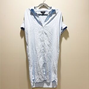 Well Worn Light Blue Casual Button-Down Shirt Dress Linen Minimalist Chic M